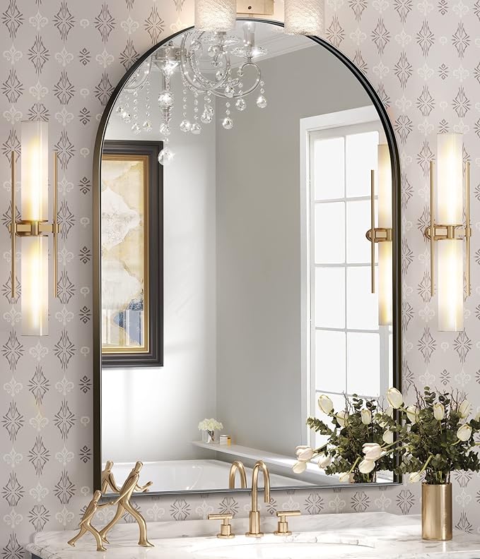Brightify Arched Mirror, Arched Wall Mirror, 24 x 36 Inch Black Arch Mirror by Brightify