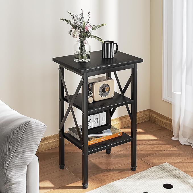 VECELO End Table, Bedside Table, X-Design Reinforced Nightstands, Side Table - Image 2