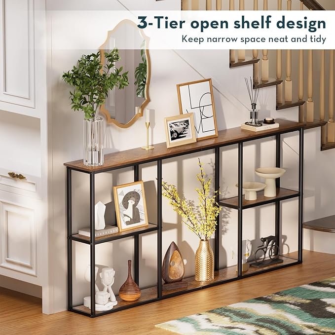 WOHOMO Console Table, 3-Tier Small Entryway Tables, Narrow Sofa Table - Image 6