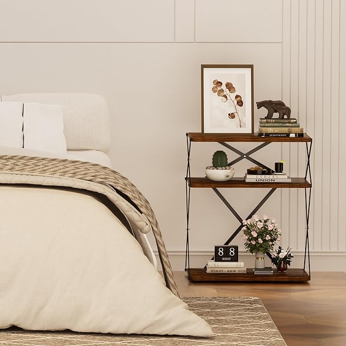 3-Tier End Table Set of 2 Small Side Table Tall Bedside Night Stand - Image 7