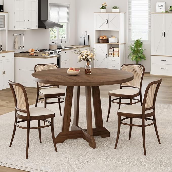 Round Dining Table for 4, 47 Inch Wooden Circle Dinner Table - Image 5