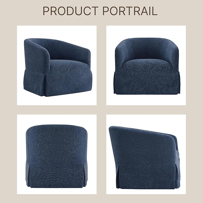 Swivel Accent Chair Set of 2, 360 Degree Performance Fabric Armchair Modern - Image 5