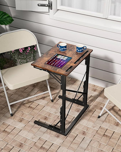 21''Wx28''H Folding TV Tray Set of 2, Small Foldable C-Shaped Tray Table - Image 2