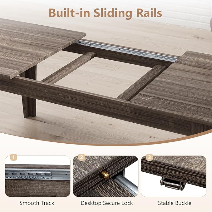 Expandable Dining Table, Large Wood Dining Table - Image 3