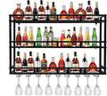 39 Inch Metal Wine Rack Wall Mounted, Bar Shelves by HFTUW