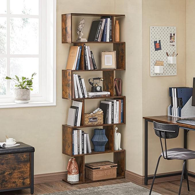 VASAGLE Bookshelf, 6-Tier Bookcase, Tall Display Shelf, Freestanding Storage - Image 4