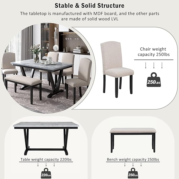 Ball & Cast 6 Piece Dining Table Set - Image 5