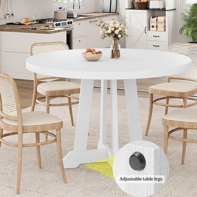 GarveeHome Round Dining Table for 4, Kitchen Dining Room Circle Dinner Pedestal - Image 7