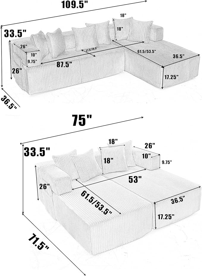 Eafurn DIY Combination Compression Modular Sectional Sofa - Image 6