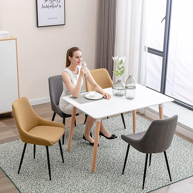 Dining Chairs Set of 2 Ergonomic Living Room Chairs Yellow Kitchen Chairs - Image 2