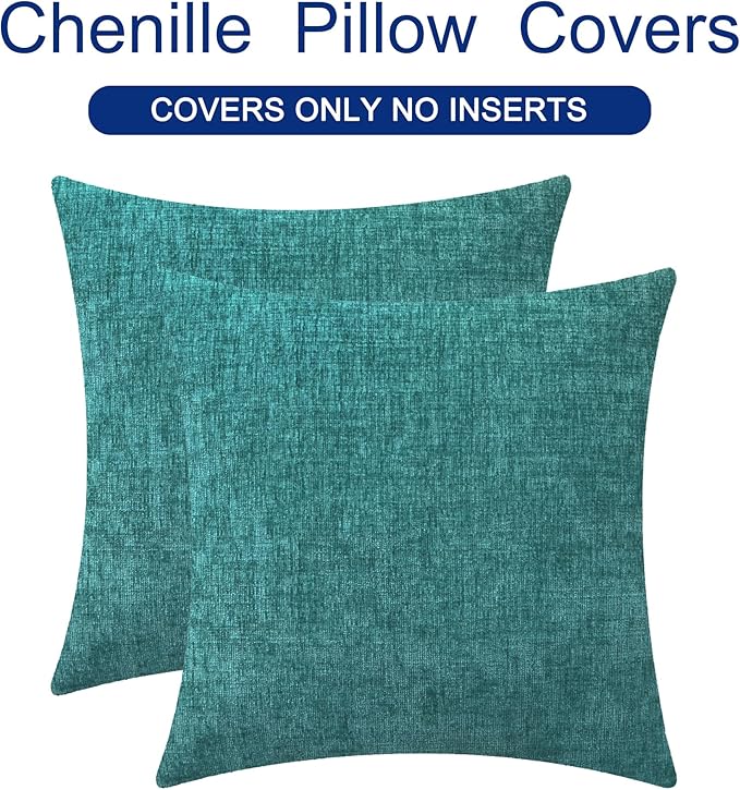 CaliTime Throw Pillow Covers Decorative 20 X 20 Inches Pack of 2 Cozy Chenille - Image 6