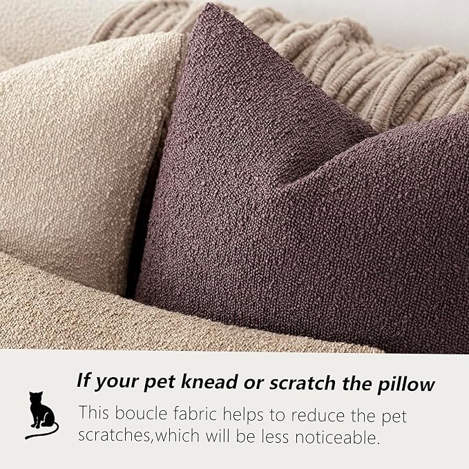 Foindtower Pack of 2 Textured Boucle Throw Pillow Covers Accent Solid - Image 4