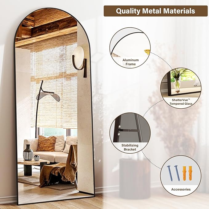 24x68 Arched Full Length Mirror Floor Mirrors - Image 6