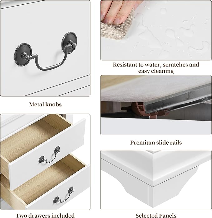 Yaheetech Fully-Assembled Nightstands Set of 2, 2-Drawer Nightstands Large - Image 6