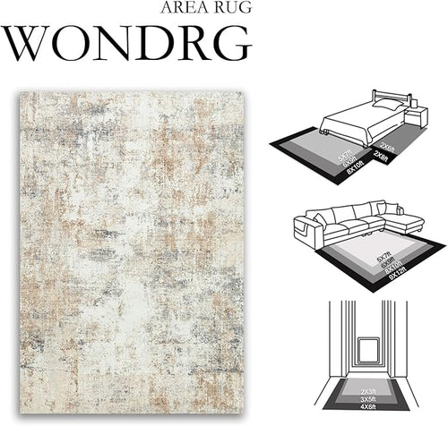10x14 Washable Area Rug Gold Grey Neutral Abstract Living Room Bedroom Large - Image 2