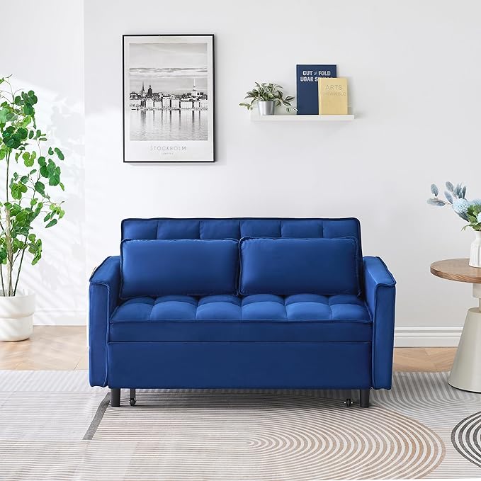 Ball & Cast 3 in 1 Convertible Sleeper Sofa Bed, Velvet Futon Couch - Image 5
