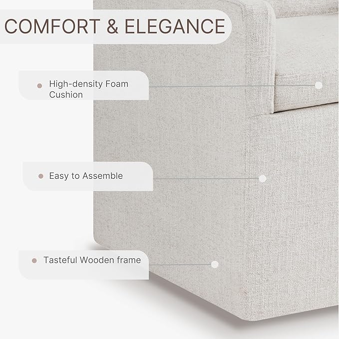 Upholstered Dining Chairs with Casters Easy Assembly Side Deskchair with Rollers - Image 6