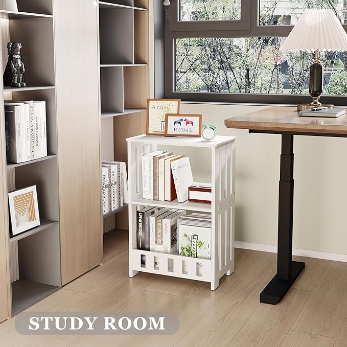 3-Tier End Table Night Stand Set of 2, Small Bookshelf Bedside Table - Image 2
