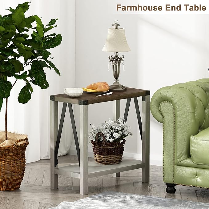 ChooChoo Farmhouse End Table Set of 2, Narrow Side End Table - Image 5