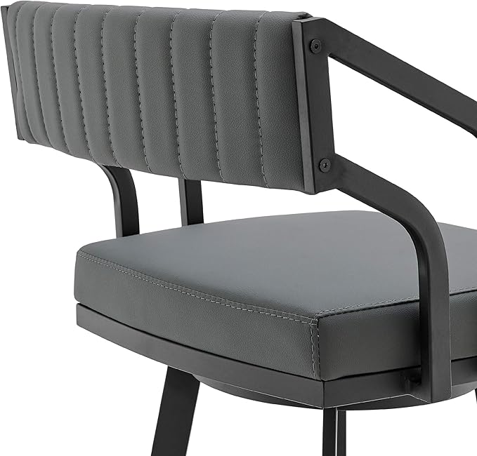 Armen Living Scranton Modern 26" Seat Height Gray Faux Leather and Black Steel - Image 7