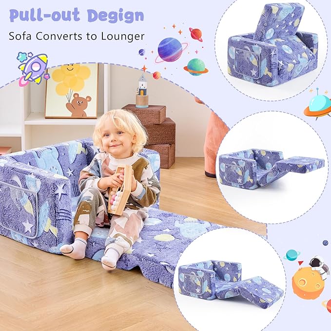 Toddler Chair Comfy, 2-in-1 Soft Toddler Couch Fold Out - Image 3