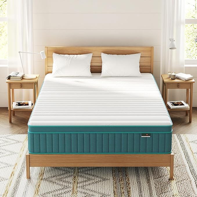 Firm Full Mattress, 14 Inch Cooling-Gel Memory Foam & Pocket Spring Hybrid by Swbvs