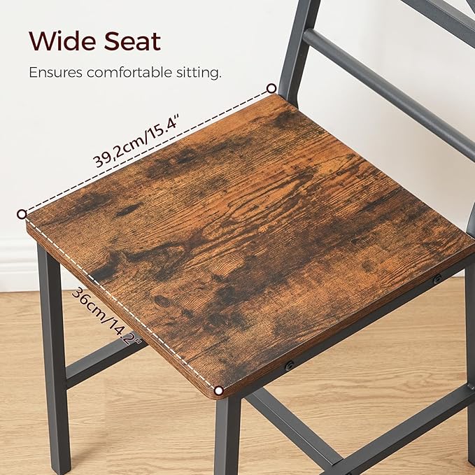 Dining Chair Set of 2, Rustic Wooden Kitchen Chairs - Image 3