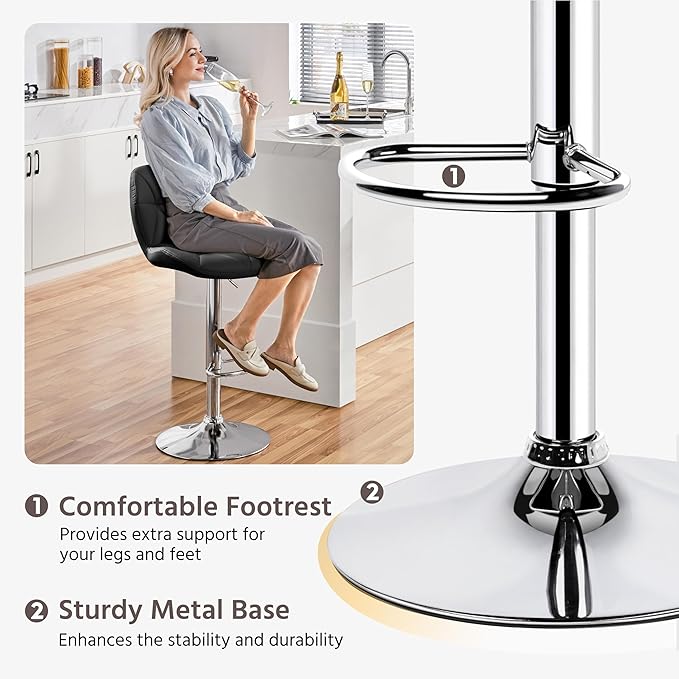 Yaheetech Bar Stools Set of 2, Modern Adjustable Kitchen Island Chairs - Image 9