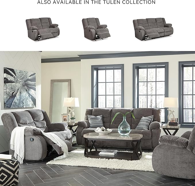 Signature Design by Ashley Tulen Modern Manual Pull Tab Reclining Sofa - Image 6