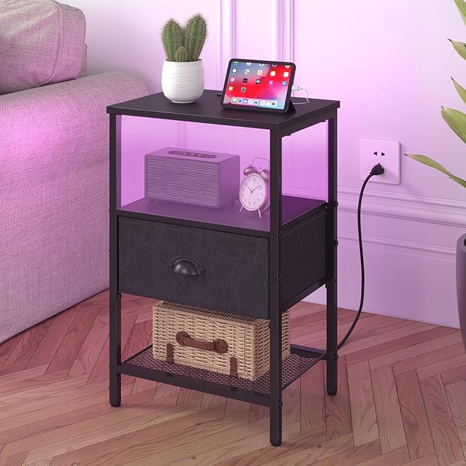 Sthmec Nightstands Set of 2, LED Bedside Tables - Image 2