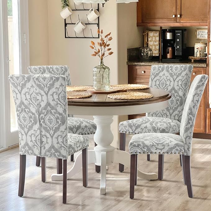 COLAMY Upholstered Parsons Dining Chairs Set of 2, Fabric Dining Room Kitchen - Image 2