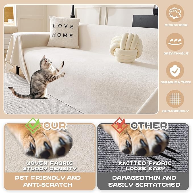 MYSKY HOME White Couch Covers, Sofa Covers - Image 2
