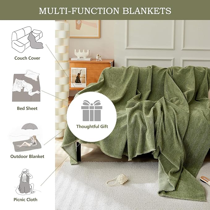 STACYPIK Christmas Matcha Green Sofa Cover Chenille Couch Covers Herringbone - Image 7
