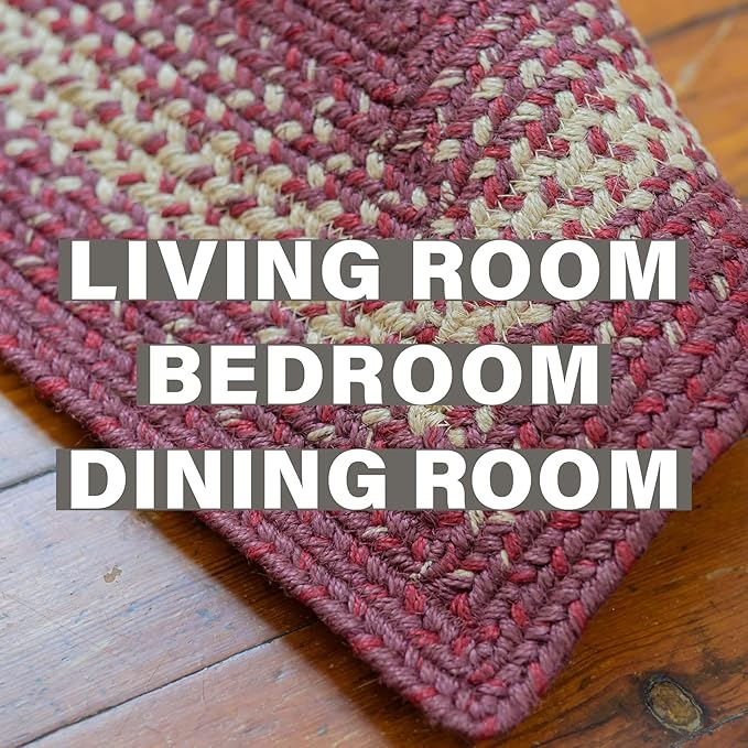 Homespice Autumn Maple Burgundy and Tan Braided Area Rugs, 8x10' Rectangle - Image 7