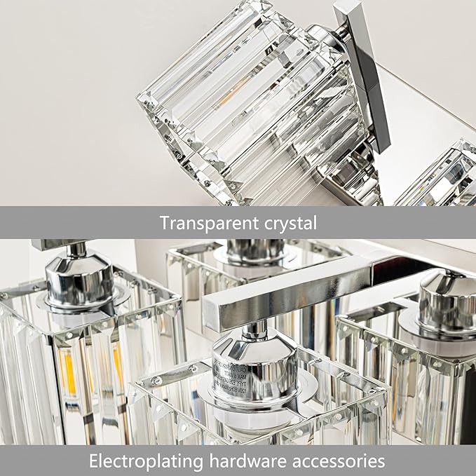 Modern 6-Light Chrome Crystal Bathroom Vanity Light Fixtures - Image 4