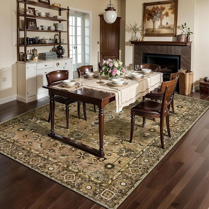 Tangsoo 6x9 Area Rug for Living Room, Washable Floral Vintage Rug Indoor Non - Image 2