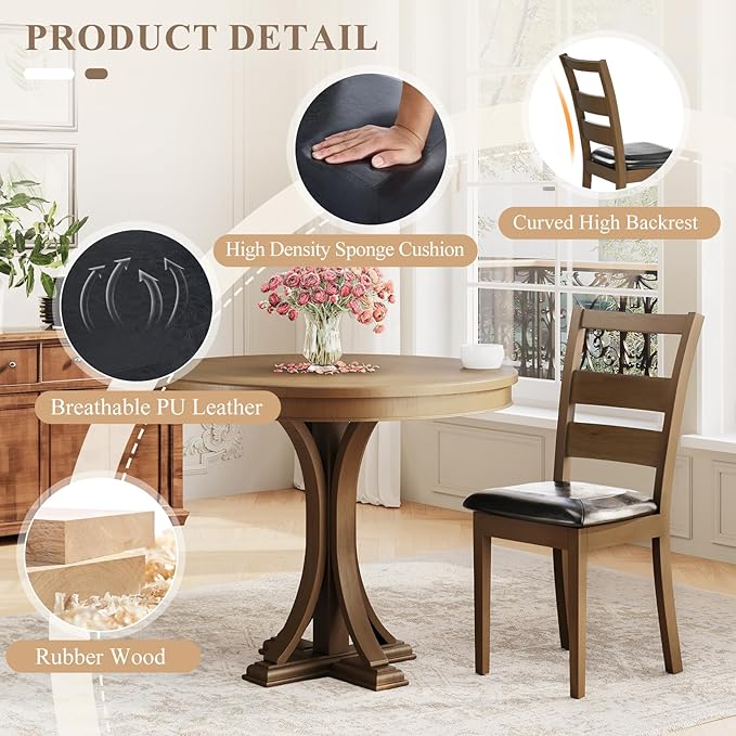 COLAMY Farmhouse Dining Chairs Set of 6, Upholstered Kitchen Chairs - Image 2