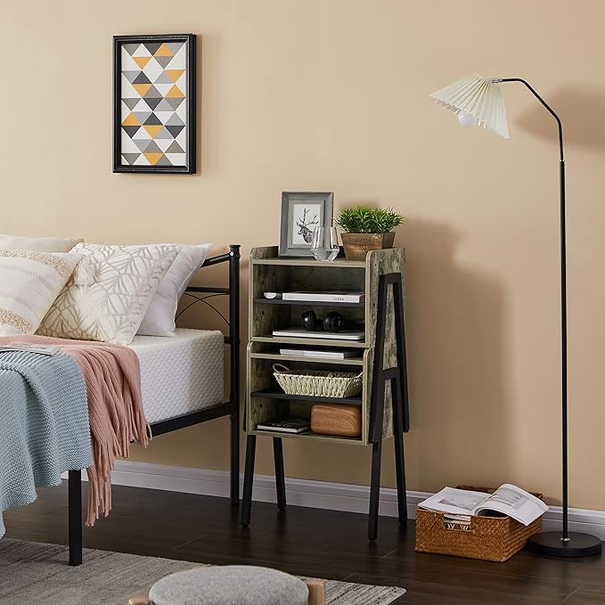VECELO Night Stand Industrial End Table, Bedside Table - Image 4