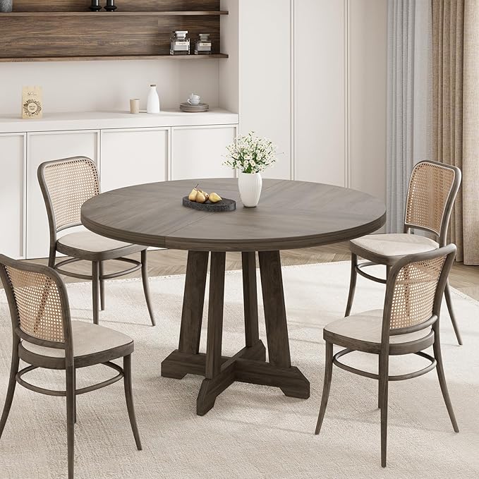 GarveeHome Round Dining Table for 4, Kitchen Dining Room Circle Dinner Pedestal - Image 4