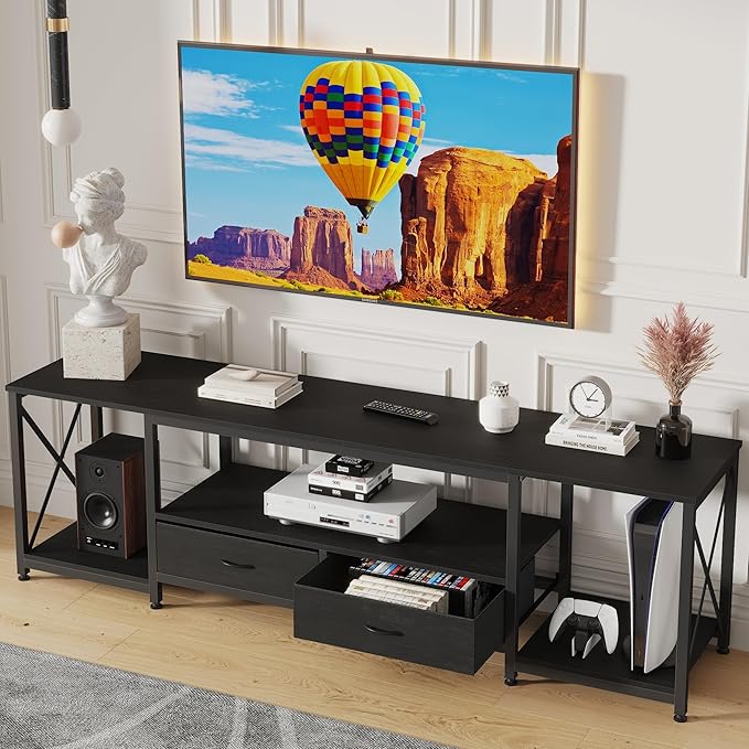 TV Stand with Fabric Drawers for 65 70 75 Inches TV by GYIIYUO