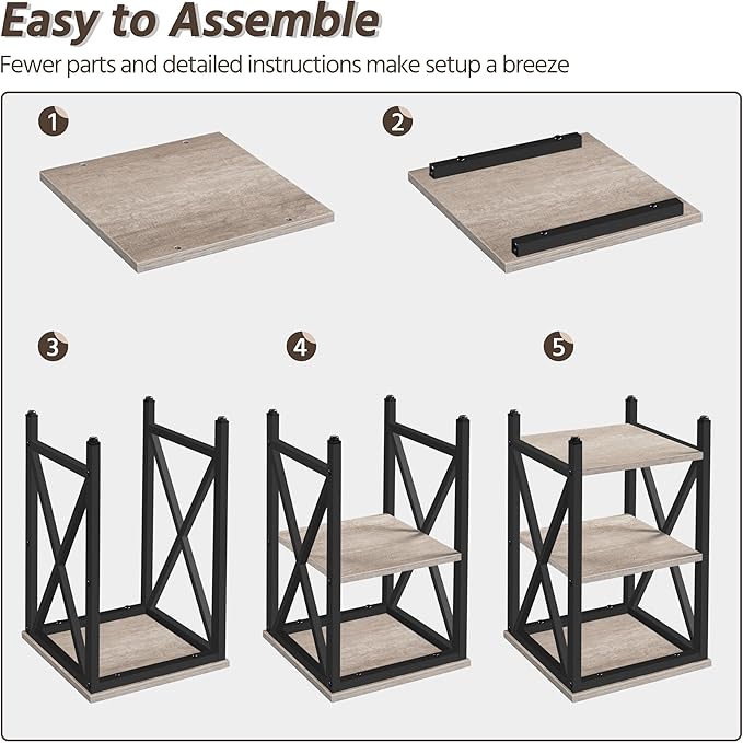 Yaheetech Industrial End Tables Set of 2, 3-Tier Side Tables - Image 7