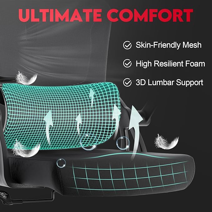 Big and Tall Ergonomic Office Chair - 400LB Comfy Desk Chairs - Image 4