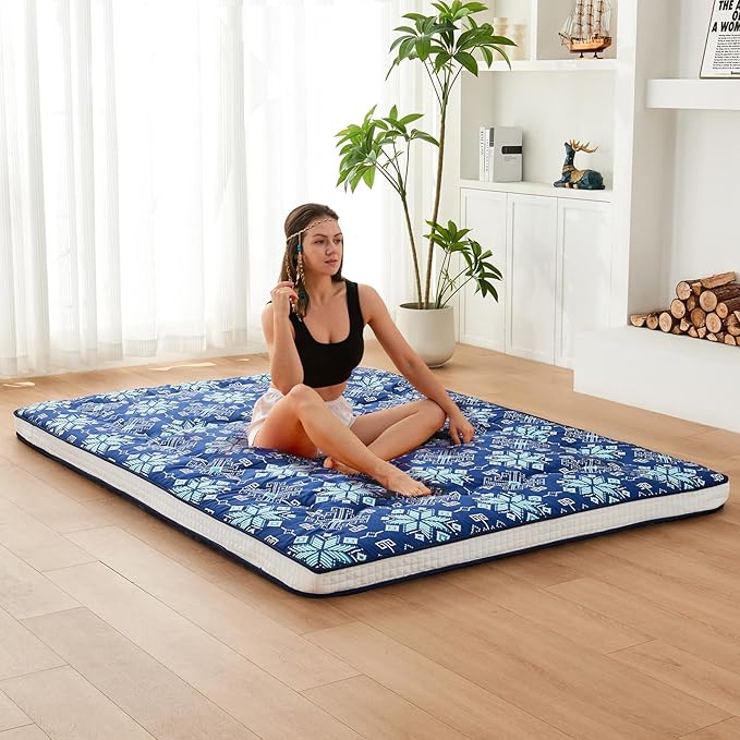 Dr.Futon Japanese Floor Futon Mattress Extra Thick Folding Roll Up Bed Topper - Image 3