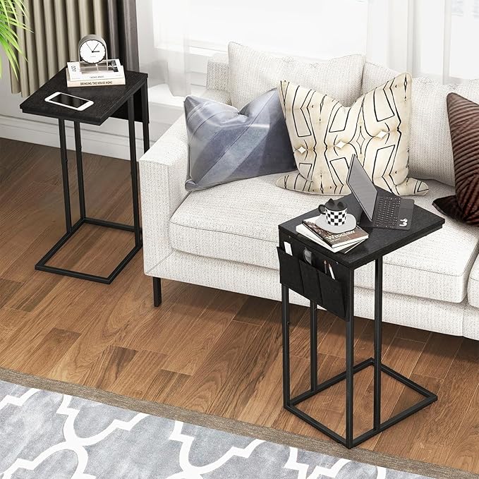 C Shaped End Table Set of 2, Side Table - Image 2