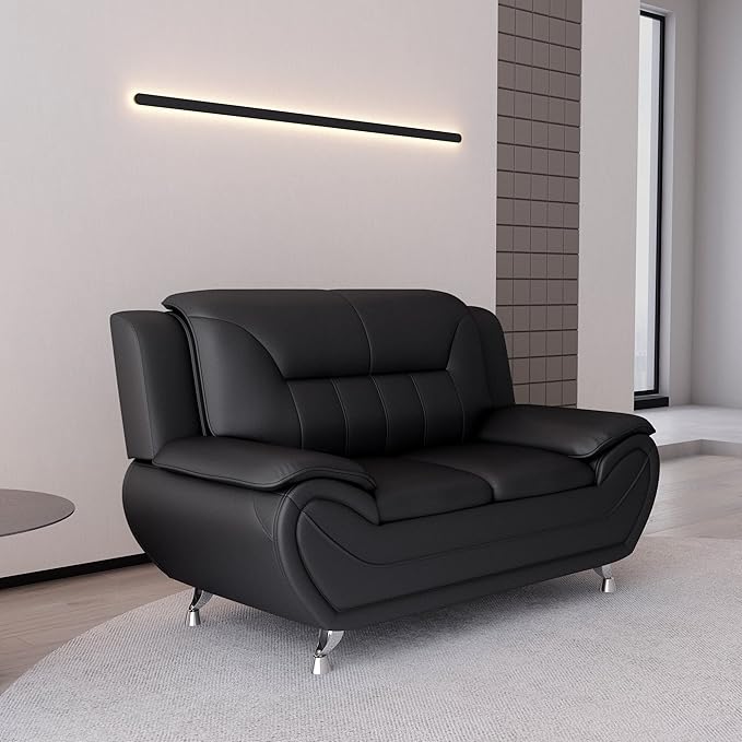 Container Furniture Direct Michael Modern Faux Leather Upholstered Stainless - Image 5