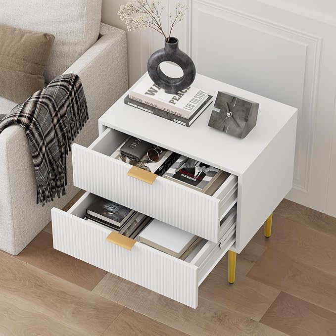 Nightstand, Bedside Table with 2 Drawer, Large Mid Century Modern Nightstand - Image 5