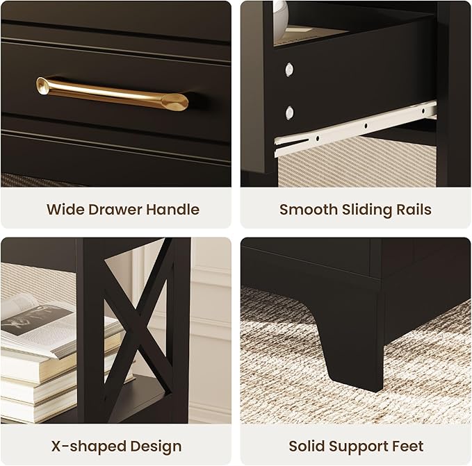 Tall Nightstand Set of 2 Side Table - Image 7