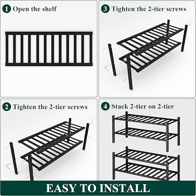 Smiry Shoe Rack, 4 Tier Thick Bamboo Shoe Organizer, Stackable Free Standing - Image 5