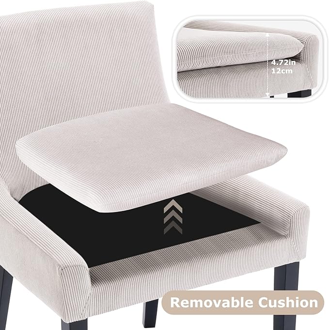 COLAMY Modern Dining Chairs Set of 6, Upholstered Corduroy Accent Side Leisure - Image 6