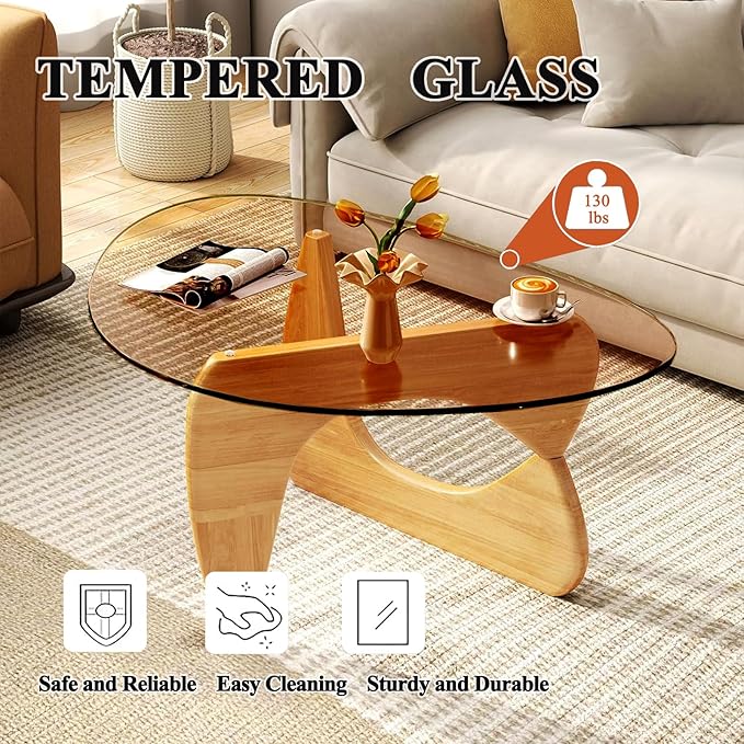 Modern Glass Coffee Table for Living Room, Small mid Century Coffee Table - Image 3
